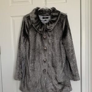 Dennis Basso Silver/Gray Women's Faux Fur Coat